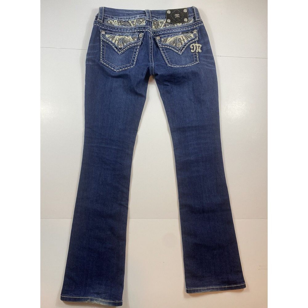 MISS ME Womens Size 27 Jeans Signature-Rise‎ Slim Boot Embellished Y2K Dark Wash